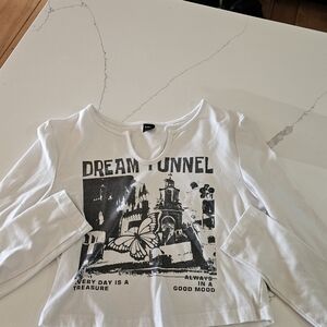 SHEIN White Dream Tunnel Graphic Long Sleeve Tee